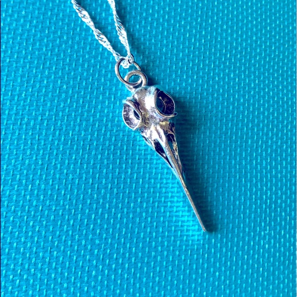 925 Sterling Silver Raven Skull Necklace N… - Picture 2 of 3